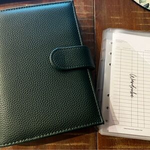 Christina Loves Planning Luxe Forest Green Leather Planner with Inserts NWT